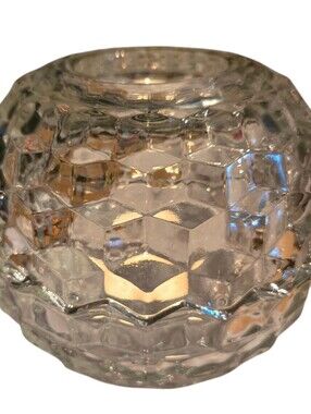 Indiana Glass Fairy Lamp Clear Diamond Dome Vintage Candle Holder